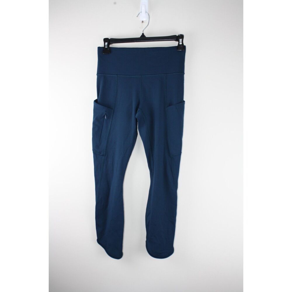 Athleta High Rise Stash Pocket Leggings XS Teal Blue Full Length Yoga Running